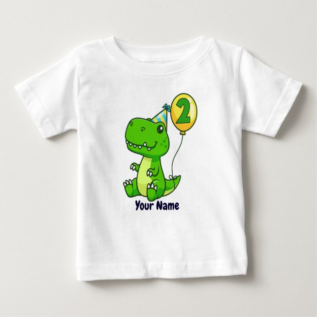 2. Geburtstag T-Rex Ballon Baby T-shirt (Vorderseite)