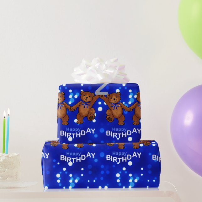 2. Geburtstag Tanz Teddy Bears Geschenkpapier (Partygeschenke)