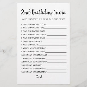 2. Geburtstag Trivia editierbares Spiel