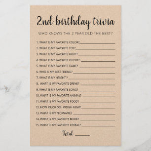 2. Geburtstag Trivia editierbares Spiel