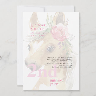 2. Geburtstag Wasserfarbe Pink Pony Party Einladung