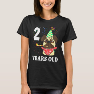 2. Geburtstag Welpe Süßer Pug Hund 2 Jahre Alt Par T-Shirt