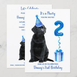 2. Geburtstag Welpenthema - Niedlicher Hund Blue B Einladung