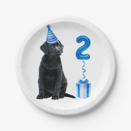 2. Geburtstag Welpenthema - Niedlicher Hund Blue B Pappteller