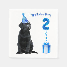 2. Geburtstag Welpenthema - Niedlicher Hund Blue B Serviette