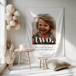 2. Geburtstag Zwei Bogenförmiges Foto Mädchen Will Wandteppich