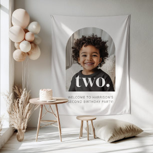 2. Geburtstag Zwei Gebogene Foto Willkommensschild Wandteppich