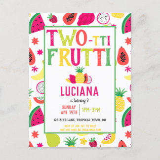 2. Geburtstag Zwei-tti Frutti Fruit Geburtstagspar Einladungspostkarte