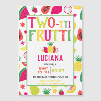 2. Geburtstag Zwei-tti Frutti Fruit Geburtstagspar Magneteinladung