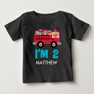 2. Geburtstagfiretruck-Feuerwehrmann Baby T-shirt