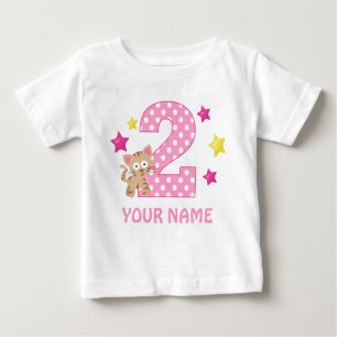 2. Geburtstagkitty-Katzen-Mädchen-personalisierter Baby T-shirt