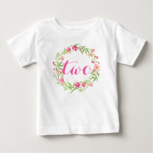 2. Geburtstags-Baby-Aquarell-BlumenKranz Baby T-shirt