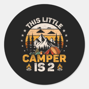2. Geburtstags-Camping-Party 2 Jahre altes Mädchen Runder Aufkleber