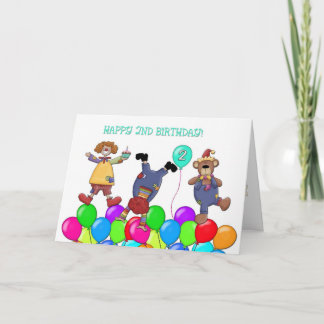 2. Geburtstags-Clowns Balloons Karte