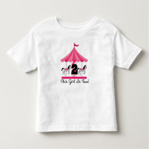 2. Geburtstags-Karussell-Mädchen kräuselten Kleinkind T-shirt