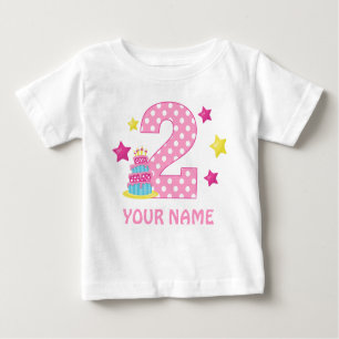 2. Geburtstags-Kuchen-Mädchen-personalisierter T - Baby T-shirt