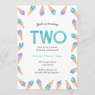 2. Geburtstags-Party Einladung von Eiscreme