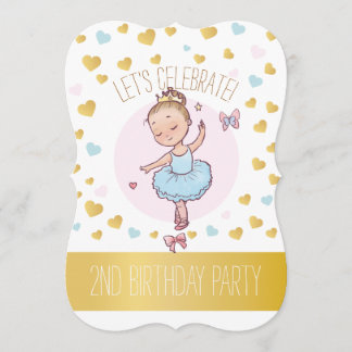 2. Geburtstags-Party| Prinzessin Ballerina in Tutu Einladung