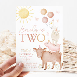 2. Geburtstagsfarm Animals Barnyard Party Girls Einladung