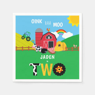 2. Geburtstagsfarm Stalltiere Oink Baa Moo Serviette