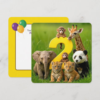 2. Geburtstagsfeier Wildtiere Babys Einladung