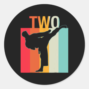 2. Geburtstagsgeschenk Karate Retro Taekwondo Mart Runder Aufkleber