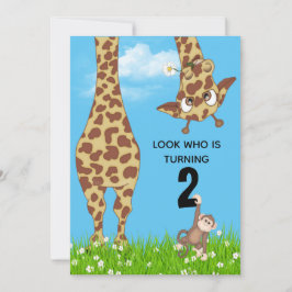 2. GeburtstagsGiraffe im Gras Einladung