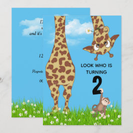 2. GeburtstagsGiraffe im Gras Einladung