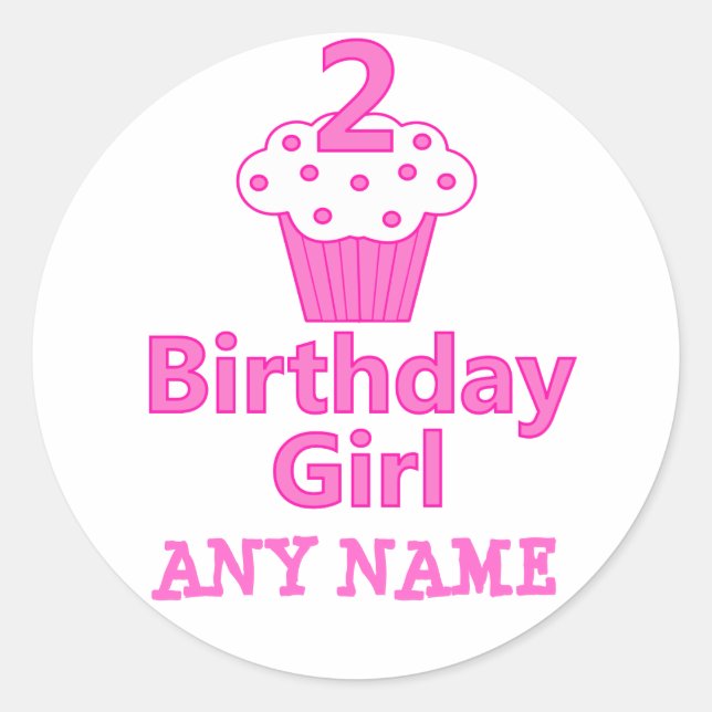 2 - Geburtstagskind - Cupcake Design Runder Aufkleber (Vorderseite)
