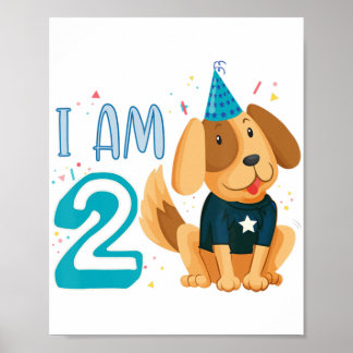 2. Geburtstagskind Welpe Kinder ich bin 2 Poster