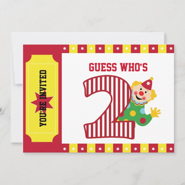 2. Geburtstagskreis Clowneinladung Einladung (Vorderseite)