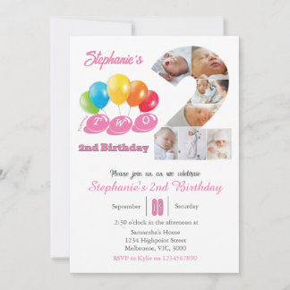 2. Geburtstagssammlung Foto Nr. 2 Mädchen Einladung