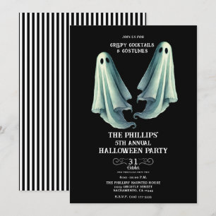 2 Geister Gruselige Halloween-Geisterparty Einladung