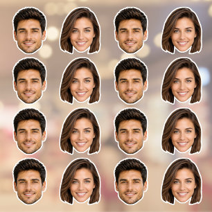 2 Gesichts-Cutout-Fotos Benutzerdefiniert zugeschn Aufkleber