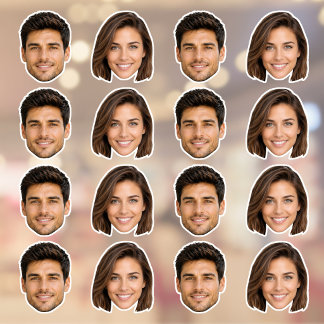2 Gesichts-Cutout-Fotos Benutzerdefiniert zugeschn Aufkleber
