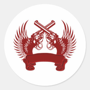 2 GEWEHRE UP KUNDENGERECHTES RUNDER AUFKLEBER