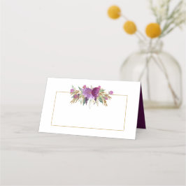 2 Gold Lila Amethyst-Wildblumen Platzkarten