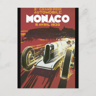 2. Grand Prix Monaco Vintage-Reiseposter Postkarte