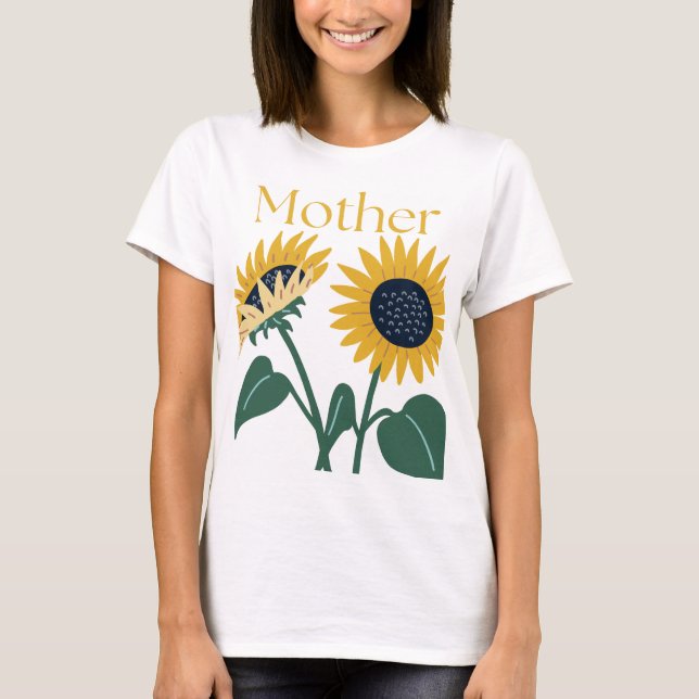 2 große Sonnenblumen mit "Mutter" T-Shirt (Vorderseite)