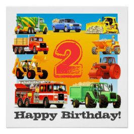 2. Happy Birthday Custom Construction Truck Poster