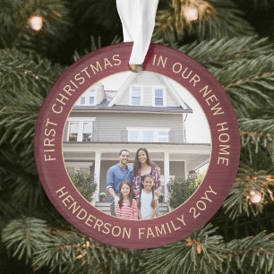 2 Hausbilder 1. Weihnachten Neue Zuhause rot gebür Ornament