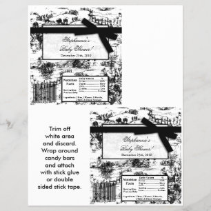 2 Hershey's Large Bar Wrapper Black Toile Fabric Flyer