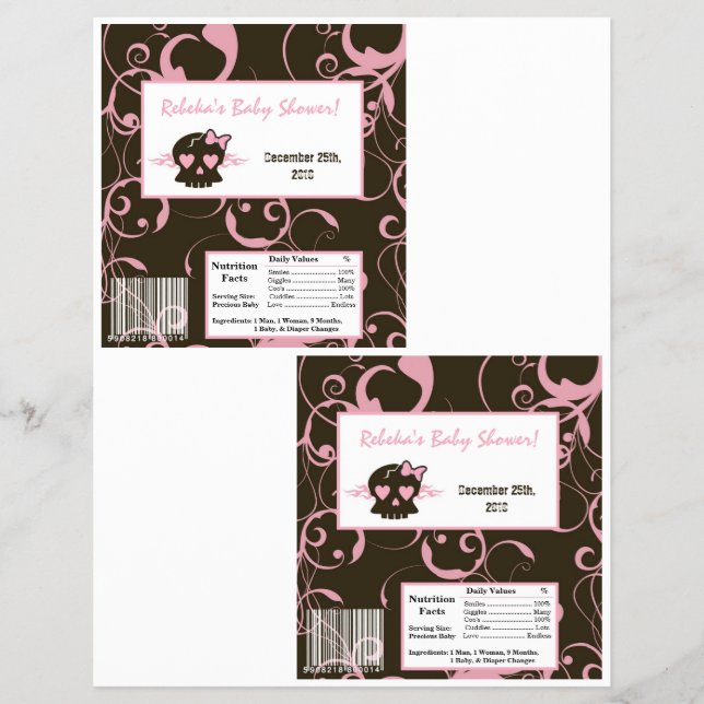 2 Hershey's Large Bar Wrapper Girly Pink Punk Skul Flyer (Vorne)