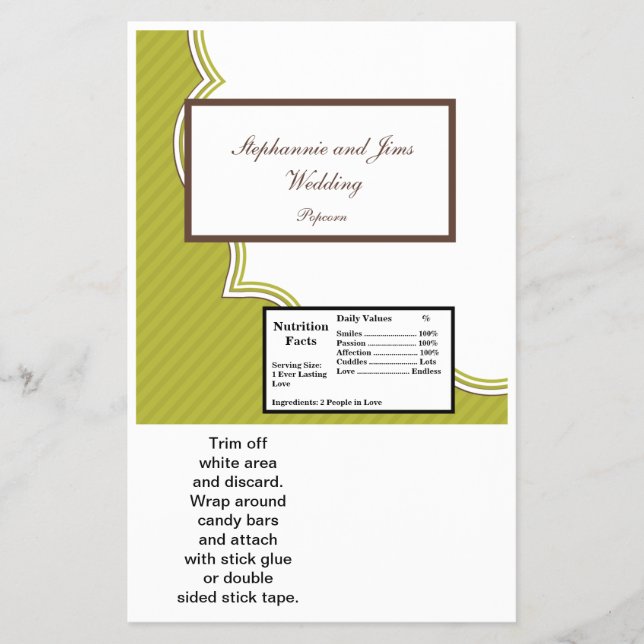 2 Hershey's Large Bar Wrapper Green and Brown Flyer (Vorne)