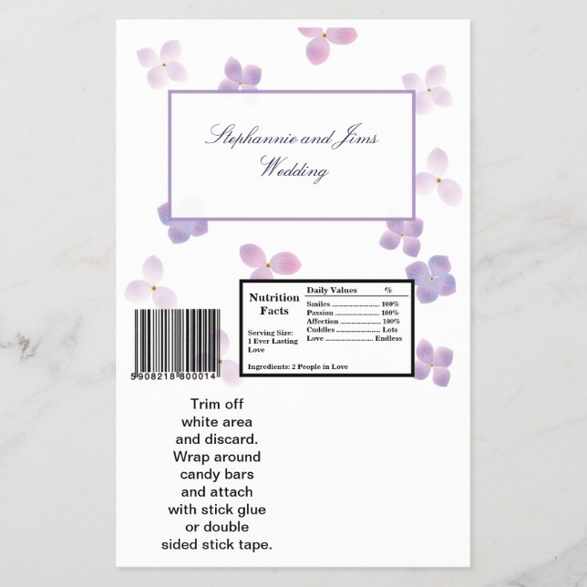2 Hershey's Large Bar Wrapper Lila Hydrangea Flyer (Vorne)