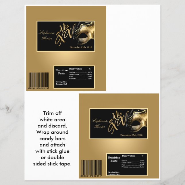 2 Hershey's Large Bar Wrapper Mis XV Gold Flyer (Vorne)