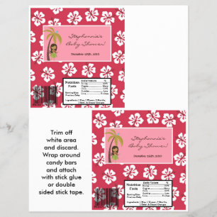 2 Hershey's Large Bar Wrapper Pink Hawaiian Luau Flyer