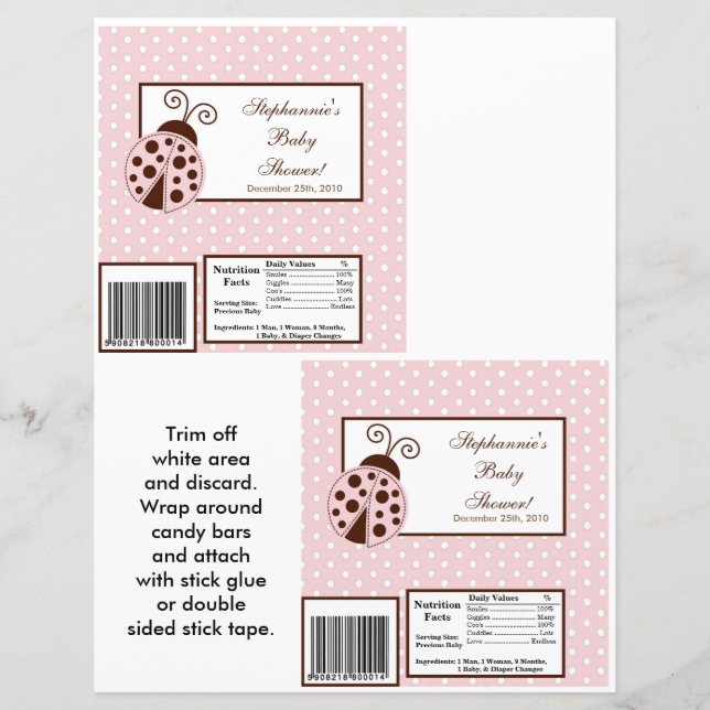 2 Hershey's Large Bar Wrapper Pink Ladybug (Vorderseite)