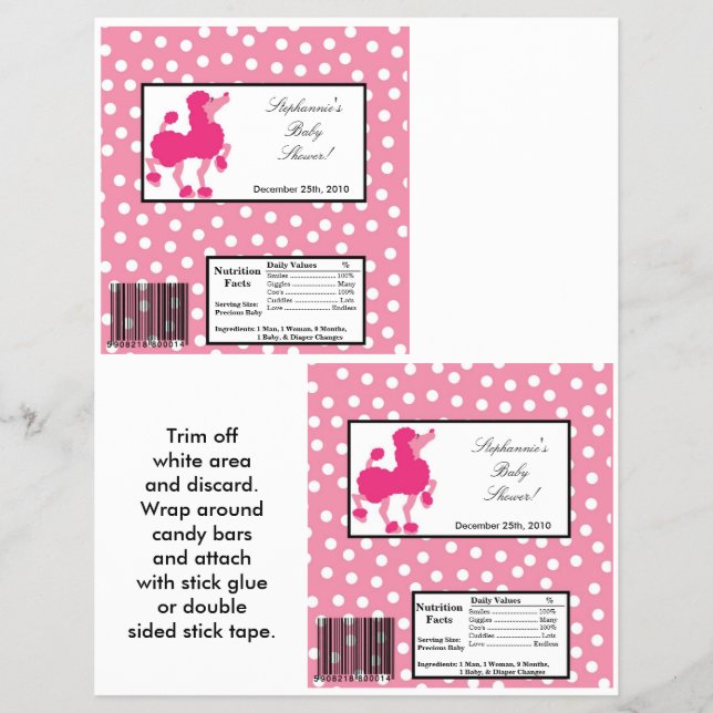 2 Hershey's Large Bar Wrapper Pink Poodle Paris Flyer (Vorne)