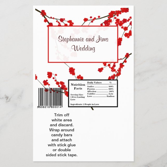 2 Hershey's Large Bar Wrapper Red Cherry Blossom Flyer (Vorne)